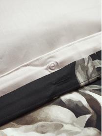 Poszewka na poduszkę z satyny bawełnianej Blossom, 2 szt., Czarny, odcienie beżowego, S 40 x D 80 cm