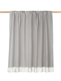 Bavlněný pléd s třásněmi Madison, 100 % bavlna, Světle šedá, Š 140 cm, D 170 cm