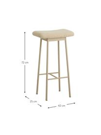 Tabouret de bar en peluche Zala, Peluche beige, larg. 42 x haut. 72 cm