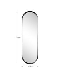 Owalne lustro ścienne z aluminiową ramą Norm, Czarny, S 40 x W 130 cm