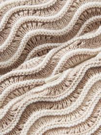 Housse de coussin tricotée en coton Emilio, 100 % coton, Beige, blanc crème, larg. 45 x long. 45 cm