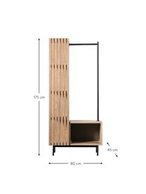 Garderobe Okayama aus Eichenholz, Korpus: Eichenholz, Mitteldichte , Eichenholz, Schwarz, B 80 x H 175 cm
