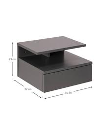 Table de chevet murale avec tiroir Ashlan, MDF (panneau de fibres à densité moyenne), laqué, Gris, larg. 35 x haut. 23 cm