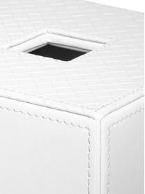 Boîte à mouchoirs Polly, Résine synthétique, cuir synthétique, Blanc pur, larg. 13 x haut. 13 cm