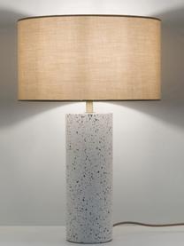 Lampa stołowa z betonową podstawą Mosaik, Brudny różowy, biały, wzór lastriko, Ø 33 x W 50 cm