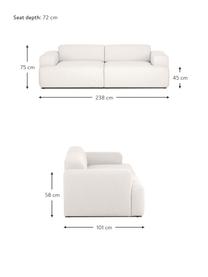 Divano 3 posti Melva, Rivestimento: 100% poliestre Con 35.000, Struttura: legno di pino massiccio, , Piedini: plastica, Tessuto greige, Larg. 238 x Prof. 101 cm