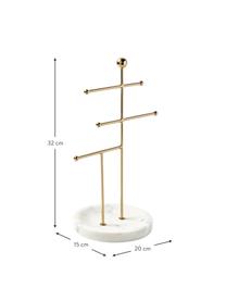 Porta joyas de mármol Selina, Estructura: metal, Mármol blanco, dorado, An 20 x Al 32 cm