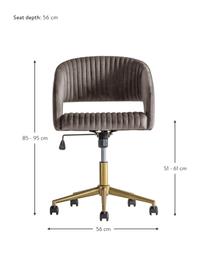 Krzesło biurowe z aksamitu Murray, obrotowe, Tapicerka: aksamit poliestrowy, Nogi: metal galwanizowany, Szary aksamit, odcienie złotego, S 56 x G 52 cm