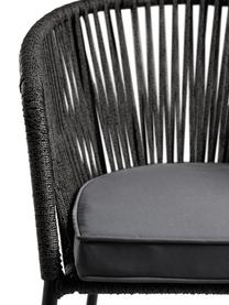Tuinstoel Yanet in zwart, Bekleding: 100 % polyester, Frame: gegalvaniseerd metaal, Geweven stof grijs, zwart, B 56 x H 55 cm