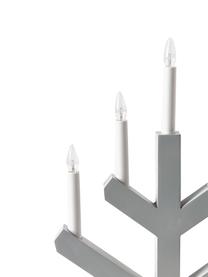 Holz-Fensterleuchter Vinga mit LED-Kerzen, Gestell: Holz, Grau, Weiß, B 32 x H 50 cm