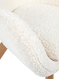 Fotel uszak Teddy z drewnianymi nogami Wing, Tapicerka: poliester (futro Teddy) D, Nogi: lite drewno z fornirem z , Kremowobiały Teddy, S 77 x G 89 cm
