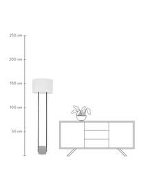Vloerlamp Pipero met betonnen voet, Lampenkap: textiel, Frame: gepoedercoat metaal, Lampvoet: beton, Wit, grijs, Ø 45 x H 161 cm