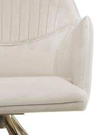 Chaise pivotante velours Lola, Velours blanc crème, couleur dorée, larg. 53 x prof. 55 cm