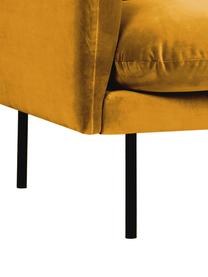 Fluwelen fauteuil Moby in mosterdgeel met metalen poten, Bekleding: fluweel (hoogwaardig poly, Frame: massief grenenhout, FSC-g, Poten: gepoedercoat metaal, Fluweel mosterdgeel, B 90 x D 90 cm