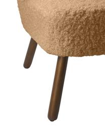 Teddy fauteuil Robine in bruin, Bekleding: teddy (polyester), Poten: berkenhout, gelakt, Teddy beige, B 63 x D 73 cm
