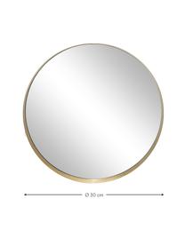 Runder Wandspiegel Metal mit messingfarbenem Metallrahmen, Rahmen: Metall, vermessingt, Spiegelfläche: Spiegelglas, Messingfarben, Ø 30 x T 3 cm