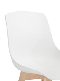Krzesło z tworzywa sztucznego z drewnianymi nogami Dave, 2 szt., Nogi: drewno bukowe, Biały, S 46 x G 52 cm