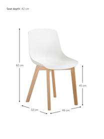 Židle z umělé hmoty s dřevěnými nohami Dave, 2 ks, Bílá