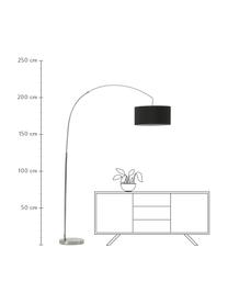 Lámpara arco grande Niels, Pantalla: tela, Cable: cubierto en tela, Cromo, negro, Ø 50 x Al 218 cm