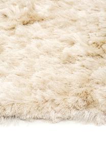 Glanzend hoogpolig vloerkleed Jimmy in ivoorkleur, Bovenzijde: 100% polyester, Onderzijde: 100% katoen, Ivoorkleurig, B 160 x L 230 cm (maat M)
