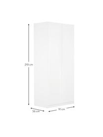 Drehtürenschrank Mia, 2-türig, Holzwerkstoff, beschichtet, Weiß, B 91 x H 210 cm