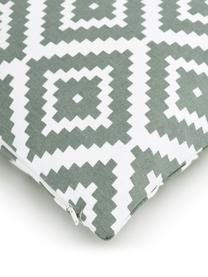 Kussenhoes Miami met grafisch patroon, 100% katoen, Saliegroen, wit, B 45 x L 45 cm