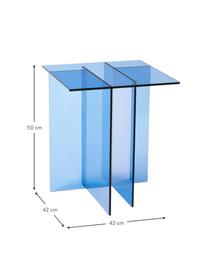 Bijzettafel met glazen tafelblad Anouk, Glas, Blauw, transparant, B 42 x H 50 cm
