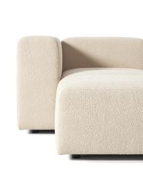 Divano componibile 3 posti in bouclé con poggiapiedi Lena, Rivestimento: bouclé (93% poliestere, 6, Rivestimento: cuscino in schiuma con an, Struttura: legno di pino, compensato, Piedini: plastica, Bouclé beige, Larg. 209 x Prof. 181 cm