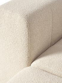 Divano componibile 3 posti in bouclé con poggiapiedi Lena, Rivestimento: bouclé (93% poliestere, 6, Rivestimento: cuscino in schiuma con an, Struttura: legno di pino, compensato, Piedini: plastica, Bouclé beige, Larg. 209 x Prof. 181 cm