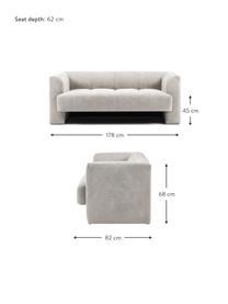 Sofa Bobi (2-Sitzer), Bezug: 88 % Polyester, 12 % Nylo, Gestell: Massives Kiefernholz, Webstoff Hellgrau, B 178 x T 82 cm