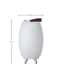 Lampe de jardin LED mobile avec haut-parleur et refroidisseur de bouteille Synergy S, Blanc, brun, Ø 41 x haut. 72 cm