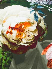 Baumwollsatin-Bettwäsche Fleur mit Blumen-Muster, Webart: Satin Fadendichte 209 TC,, Vorderseite: Dunkelgrün, Weiß, Gelb; Rückseite: Dunkelgrün, 135 x 200 cm + 1 Kissen 80 x 80 cm