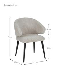 Moderní bouclé židle s područkami Celia, Světle šedá, Š 57 cm, H 62 cm