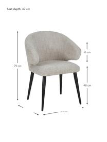 Bouclé židle s područkami Celia, Světle šedá, Š 57 cm, H 62 cm