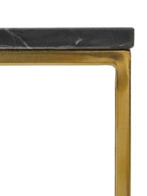 Stolik pomocniczy z marmuru Alys, Blat: marmur, Stelaż: metal powlekany, Czarny marmur, odcienie złotego, S 50 x W 50 cm