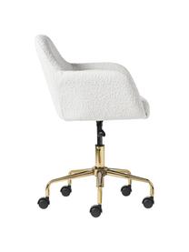 Krzesło biurowe bouclé Lucie, Tapicerka: 80% poliester (bouclé), 2, Nogi: metal malowany proszkowo, Biały bouclé, odcienie złotego, S 57 x G 57 cm