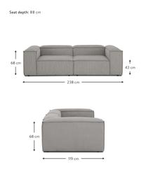 Canapé modulable 3 places velours côtelé gris Lennon, Velours côtelé gris, larg. 238 x prof. 119 cm