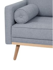 Sofa z nogami z drewna dębowego Saint (3-osobowa), Tapicerka: poliester Dzięki tkaninie, Niebieskoszary, S 210 x G 93 cm
