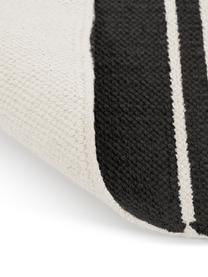 Gestreifter Baumwollteppich Vigga mit Quasten, handgewebt, 100% Baumwolle, Schwarz, Beige, B 160 x L 230 cm (Größe M)