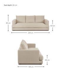 Divano 3 posti Tribeca, Rivestimento: 100% poliestere Il rivest, Struttura: legno massiccio di faggio, Piedini: legno massiccio di faggio, Tessuto beige scuro, Larg. 228 x Prof. 104 cm