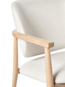 Sillón de roble Aurea, Tapizado: 100% poliéster Alta resis, Estructura: madera contrachapada, Patas: madera de roble maciza, Tejido beige, An 76 x F 73 cm