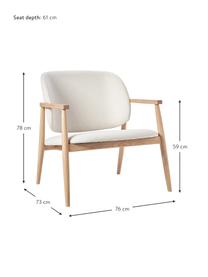 Sillón de roble Aurea, Tapizado: 100% poliéster Alta resis, Estructura: madera contrachapada, Patas: madera de roble maciza, Tejido beige, An 76 x F 73 cm