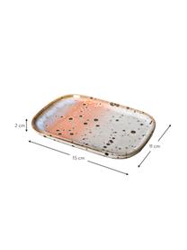 Handgemachte Servierplatten 70's, L 15 x B 11 cm, 2er-Set, Steingut, Bunt, L 15 x B 11 cm