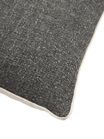 Bouclé kussenhoes Aya met bies, Donkergrijs, B 45 x L 45 cm
