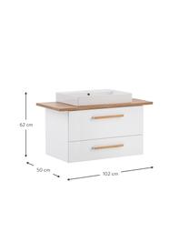 Waschtisch mit Unterschrank Alberto, B 102 cm, Griffe: Metall, beschichtet in Ei, Weiß, B 102 x H 62 cm