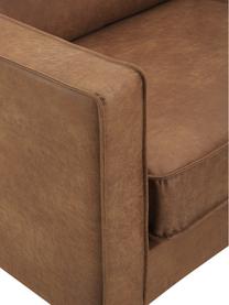 Sofa ze skóry z recyklingu Hunter (3-osobowa), Tapicerka: skóra z recyklingu (70% s, Stelaż: lite drewno sosnowe z cer, Nogi: metal malowany proszkowo , Brązowa skóra, S 264 x G 90 cm