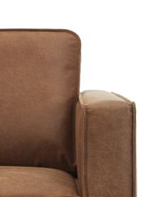 Sofa ze skóry z recyklingu Hunter (3-osobowa), Tapicerka: skóra z recyklingu (70% s, Stelaż: lite drewno sosnowe z cer, Nogi: metal malowany proszkowo , Brązowa skóra, S 264 x G 90 cm