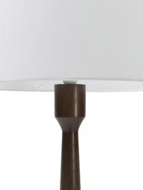 Lámpara de pie de madera de fresno Jascha, Pantalla: tejido en aspecto lino, Cable: cubierto en tela, Madera oscura, Ø 50 x Al 145 cm