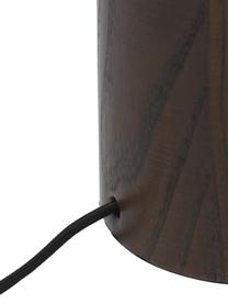 Lámpara de pie de madera de fresno Jascha, Pantalla: tejido en aspecto lino, Cable: cubierto en tela, Madera oscura, Ø 50 x Al 145 cm