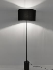 Vloerlamp Cody met marmeren voet, Lampenkap: textiel, Lampvoet: marmer, Frame: gepoedercoat metaal, Zwart marmer, Ø 45 x H 159 cm